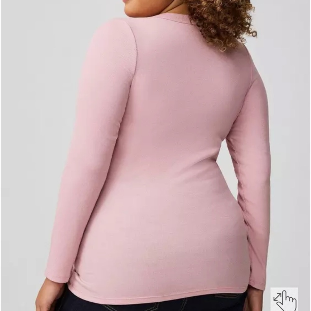 Torrid Mauve Ribbed V-Neck Long Sleeve Top - Picture 2 of 2